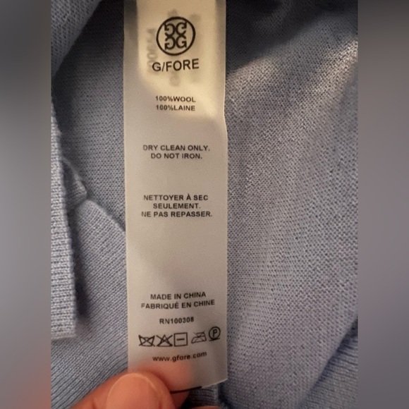 G/Fore Triple V Quarter Zip Sweater 100% Merino Wool Baja Blue Size S Golf - Picture 10 of 13